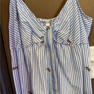 GAP White Smocked Tie Front Daschund dress